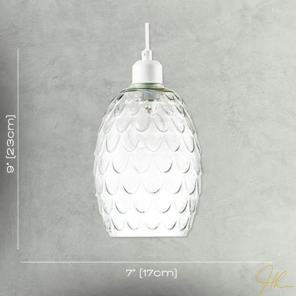 Modern Clear Embossed Glass Pendant Light shade with Scalloped Pattern Image 7