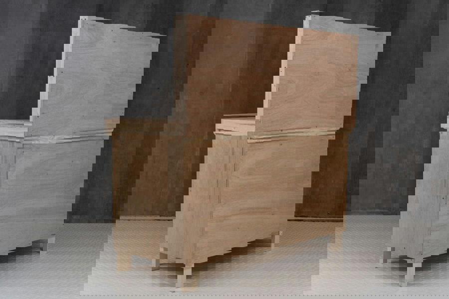 Arbor Garden Solutions Wooden Eucalyptus hardwood top workbench with lockable cupboard (V.9) with back panel