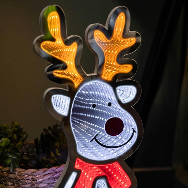 Samuel Alexander 40cm Infinity Standing Christmas Reindeer with Metal Base, White and Red LEDs