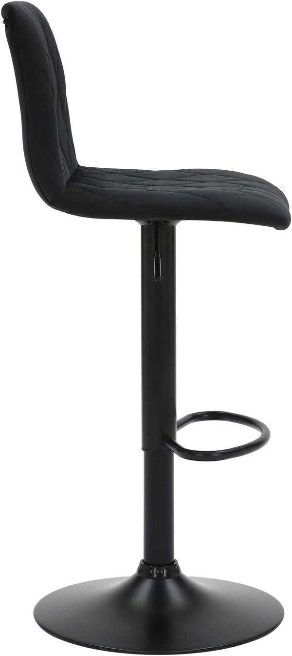 Lamboro Verona Velvet Kitchen Bar Stools, Matt Black Stem & Base, Height Adjustable Gas Lift With Backrest, Breakfast Bar Stool - Black