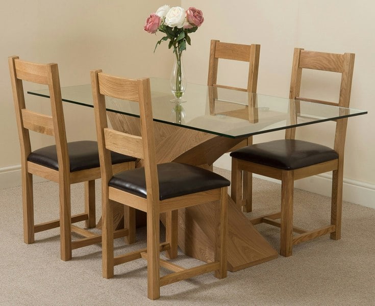 That's Furniture Valencia Oak Small Glass Dining Table & Lincoln Oak Chairs