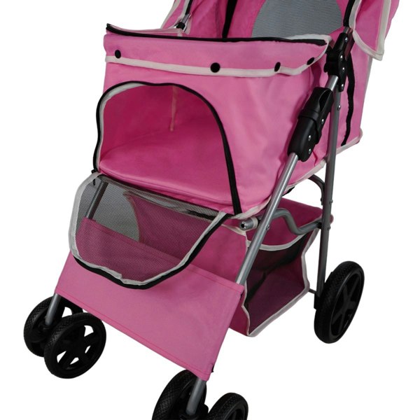 Monstershop Pet Stroller with Rain Cover – Pink