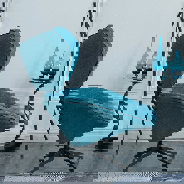 Rit Concept Gallo Swivel Lounge Chair With Footstool, Blue