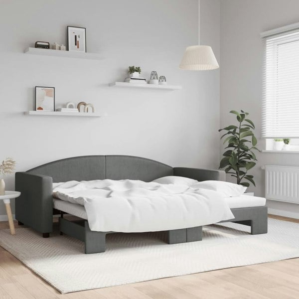 Berkfield Daybed with Trundle Dark Grey 90x190 cm Fabric