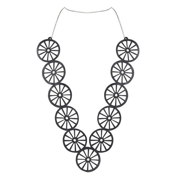 Water Wheel - Loop Circle Long Rubber Necklace by Paguro Upcycle