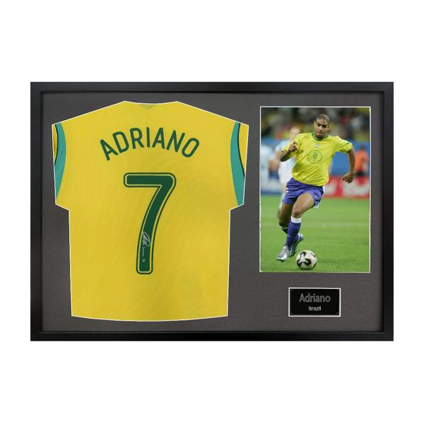 Adriano Signed Brazil Shirt Classic Frame