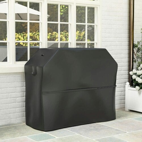 Bobobiy BBQ Cover for Rectangular Gas Grill, 600D UPF30+ Oxford Fabric Barbecue Cover for Waterproof Protection Rip-Proof, 147 x 61 x 122 cm, Black