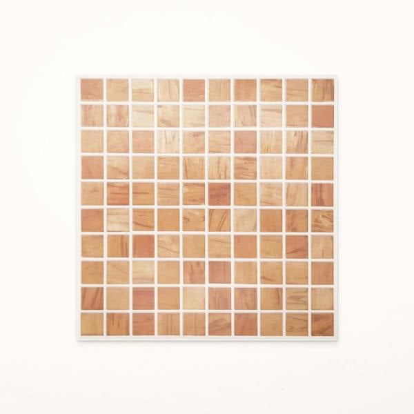 WALPLUS WT1592 - Triana Marble Brown and Cream Mosaic Wall Tile Sticker Set - 15 x 15 cm (6 x 6 in) - 24 pcs