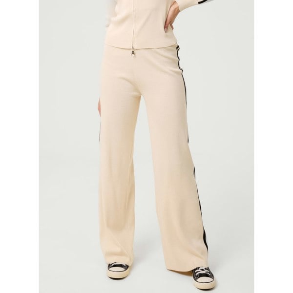 Pink Vanilla Side Stripe Wide Leg Joggers - Stone