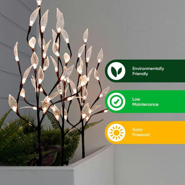 Gardenwize Solar Tree Lights – Pack of 3 with 60 White LED Stake Lights