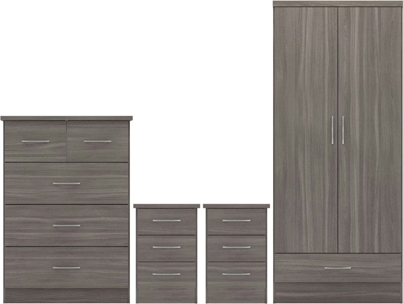 Seconique Nevada Nevada 2 Door 1 Drawer Wardrobe Bedroom Set