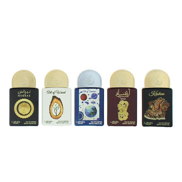 Lattafa Pride Nebras, Art of Wood, Art of Universe, Ansaam Gold, Kashan Eau de Parfum 5 x 20ml