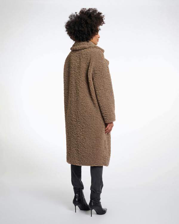 Rino & Pelle Elicia Womens Double Breasted Teddy Coat - Toffee | CHO | Designer Womens Teddy coat