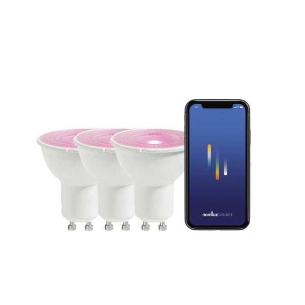Nordlux Smart GU10 | 3-pack | PAR16 Colour | 2200-6500 Kelvin | 380 Lumen | Light Bulb | Clear