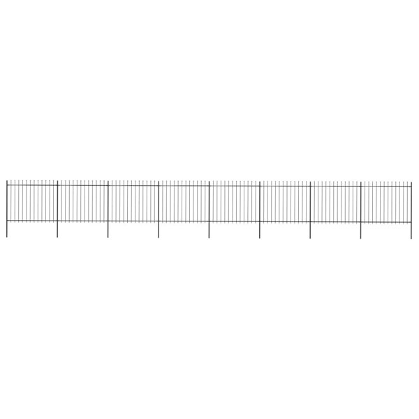 Berkfield Garden Fence with Spear Top Steel 13.6x1.5 m Black