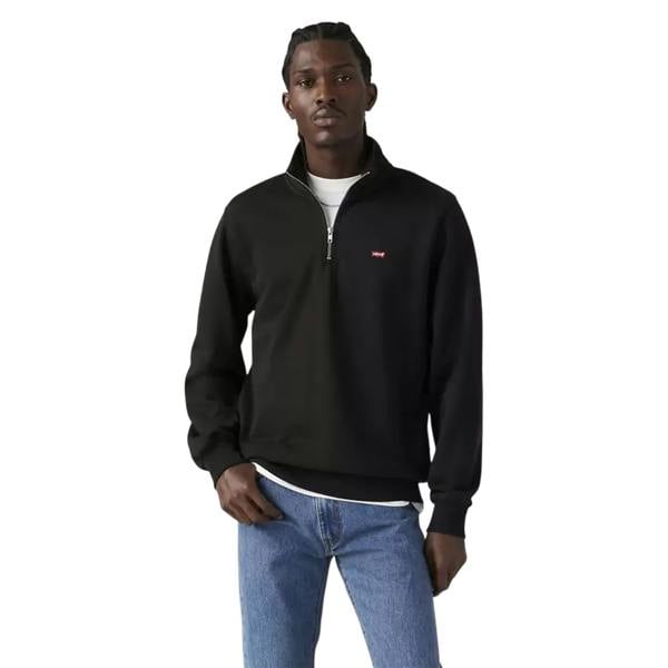 Levis Mens Logo Quarter Zip Sweatshirt - Black - 
