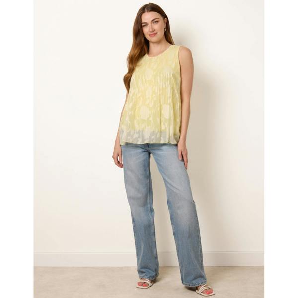 Blue Vanilla Sleeveless Lace Pleated Top