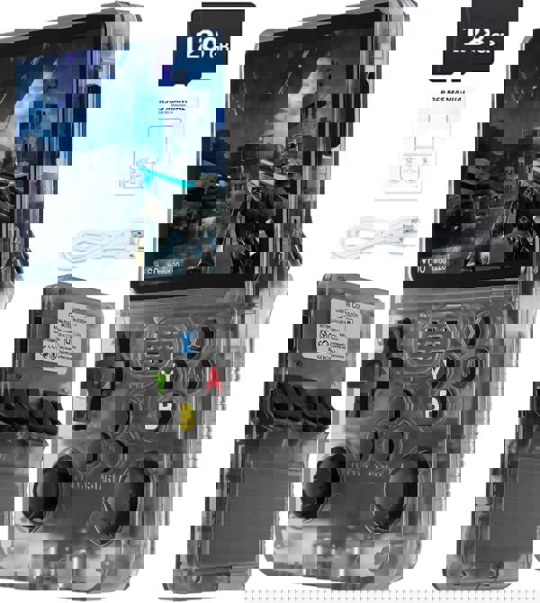 Dyzi R36S Retro Handheld Game Console 128GB Black 3.5" IPS Screen, 21000+ Games