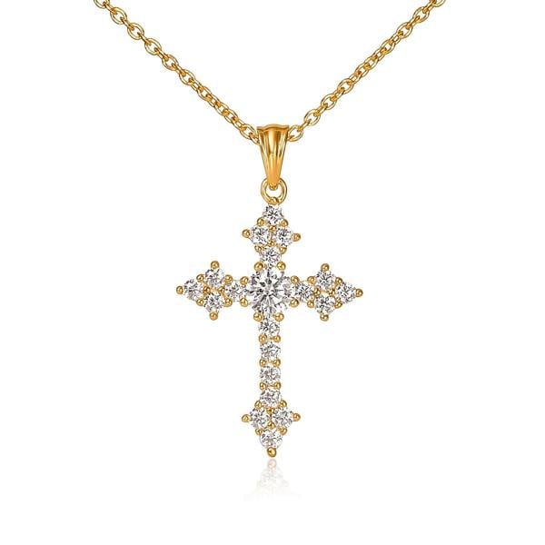namana Gold Plated Sterling Silver Gothic Cross Pendant Necklace For Women