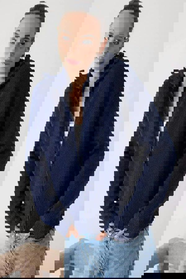 WOVCOR Soft Textured Oversize Knit Cardigan with Zipper