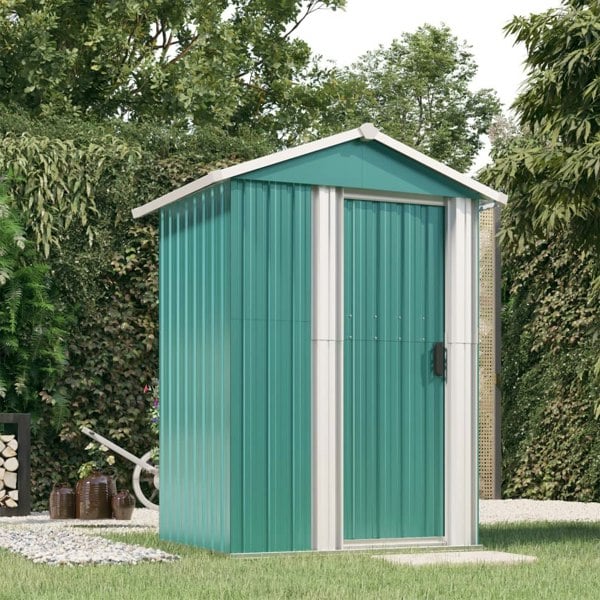 Berkfield Garden Shed Green 126x97.5x177 cm Galvanised Steel