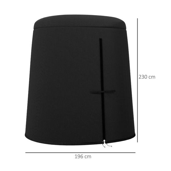 Black egg chair protective cover, 196 x 230 cm, with zippered front opening
