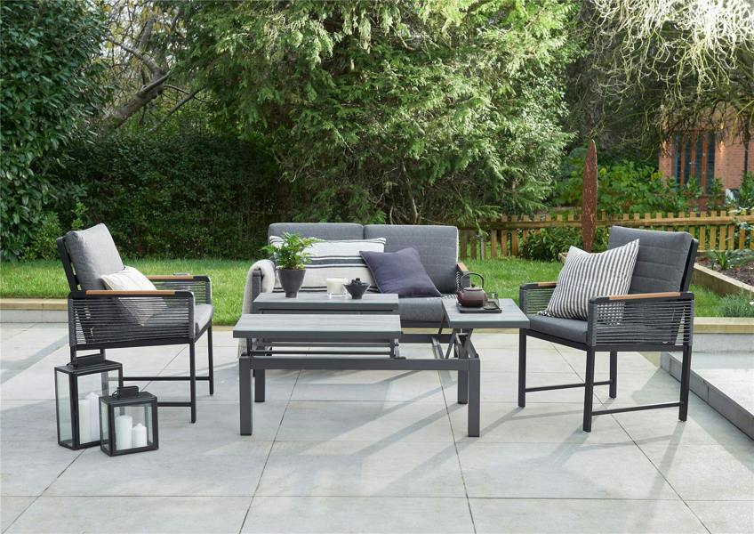 Norfolk Collection Bellmount Rope Aluminium Sofa Set with Three Way Lift Table
