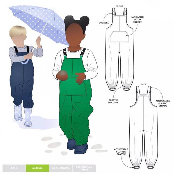 Style Arc Sewing Pattern Kids Puddlesuit - Dungarees for Kids, Teenagers - Intermediate