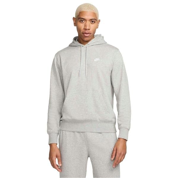 Nike Mens Club Regular Hoodie - Heather Grey/White - 
