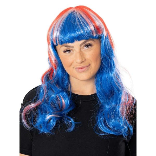 Bristol Novelty Union Jack Wig - Blue/Red/White - 