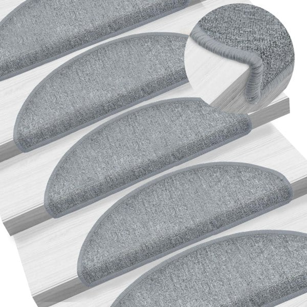 Berkfield Stair Mats 10 pcs 65x24x4 cm Light Grey
