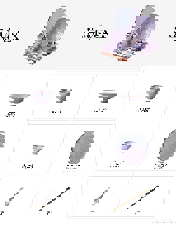 Eliana Dinner Set, Purple-Rit Concept-Rit Concept