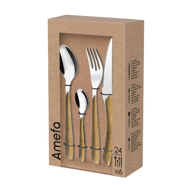 Amefa Eclat Nature Wood Effect Cutlery Set 24 Piece