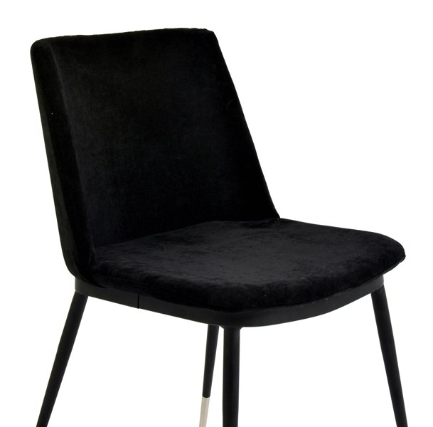 Furniture Edit Evora Black Velvet Dining Chair Silver Legs Set of 2