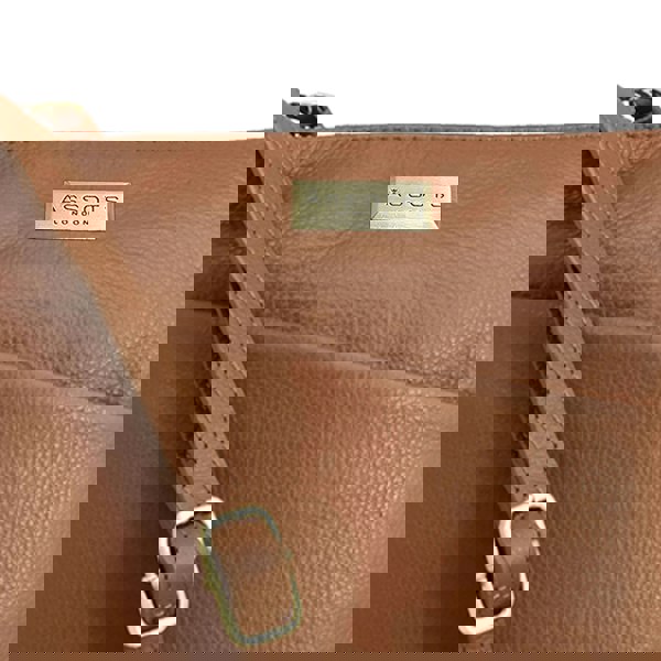 Assots London 'LINBY' Dark Tan Pebble Grain Leather Crossbody Sling Bag