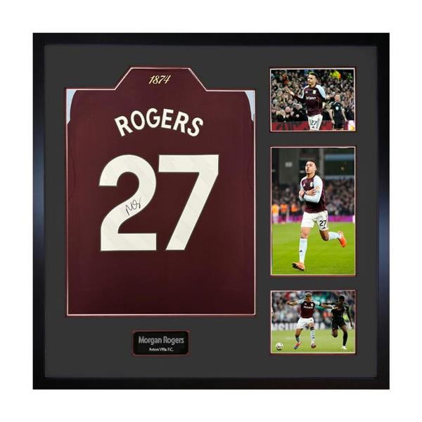 Morgan Rogers Signed Aston Villa Shirt Elite Frame