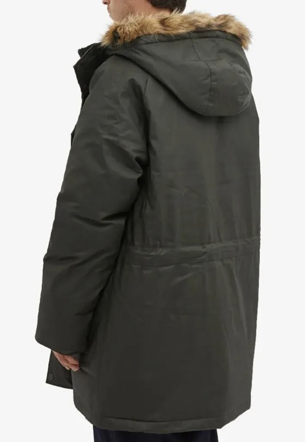 Fred Perry Padded Waxed Cotton Hooded Parka Coat - Black