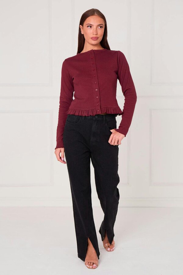 Black Front-Slit Straight Leg Jeans — Flattering, Modern & Effortlessly Chic