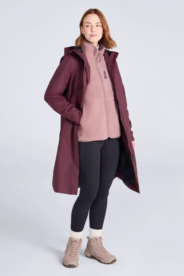 Mountain Warehouse Womens Hannah Borg 3-in-1 Jacket - Burgundy