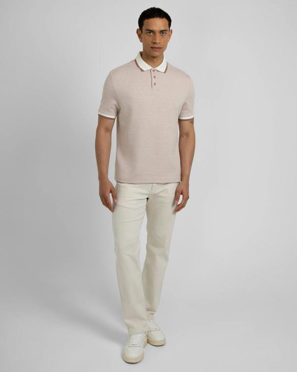 Steel & Jelly Bevan - Two-Tone Abstract Stripe Polo Shirt