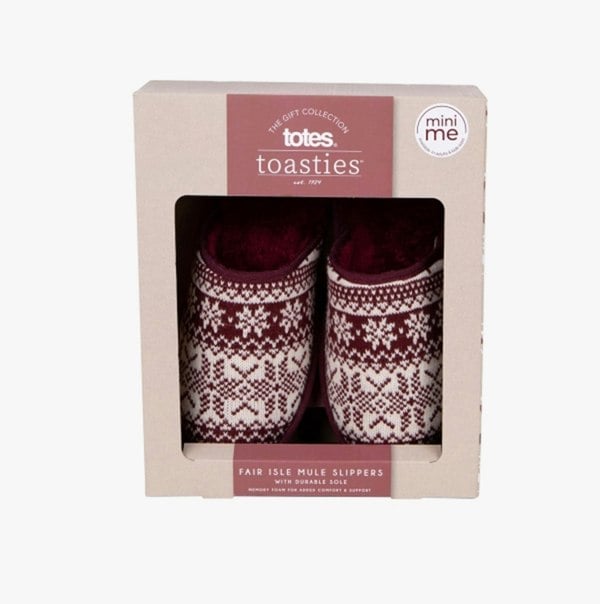 Totes Toasties FAIR ISLE Mens Mule Slippers Multi