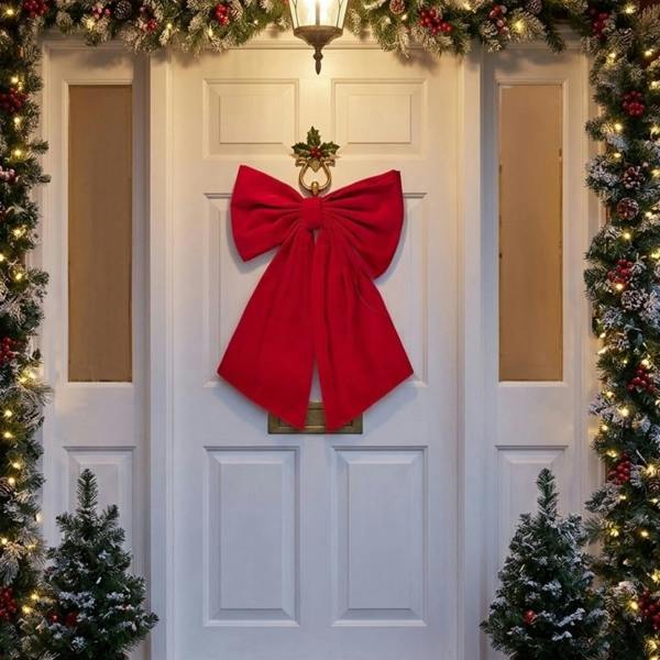 Garden Greatness XL Christmas Red Velvet Decorative Bow