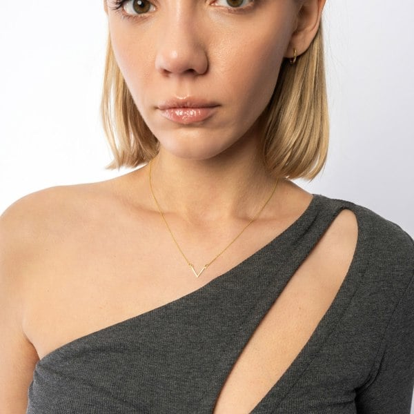 Spero London Sterling Silver Essential V Wishbone Necklace
