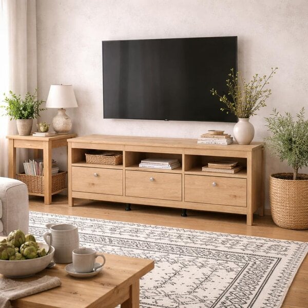 Wyld Haus Gossmere Hickory Oak Effect TV Unit 3 Drawers