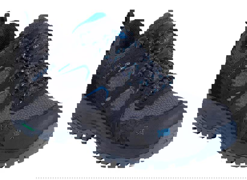 Karrimor Bodmin Low 6 Mens Walking Hiking Trekking Trainers, black and blue outdoor footwear with durable sole and breathable upper for trekking and walking.