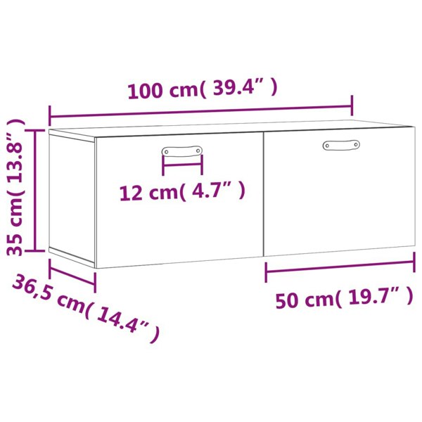 Berkfield Wall Cabinet Grey Sonoma 100x36.5x35 cm Engineered Wood