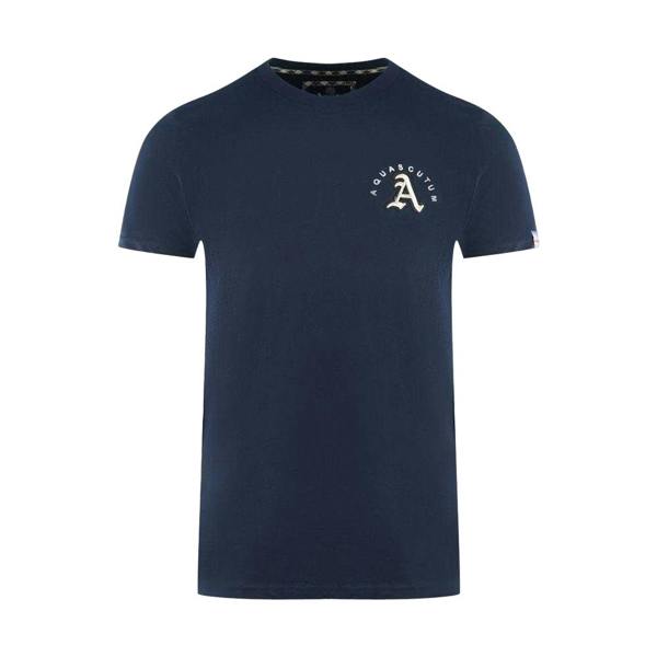 Aquascutum Mens London Embroidered Logo T-Shirt - Navy Blue - 