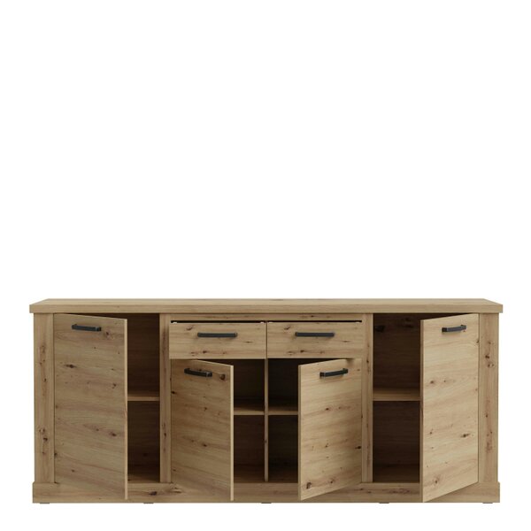 Wyld Haus Seoul Artisan Oak Wood 4 Door 2 Drawer Sideboard