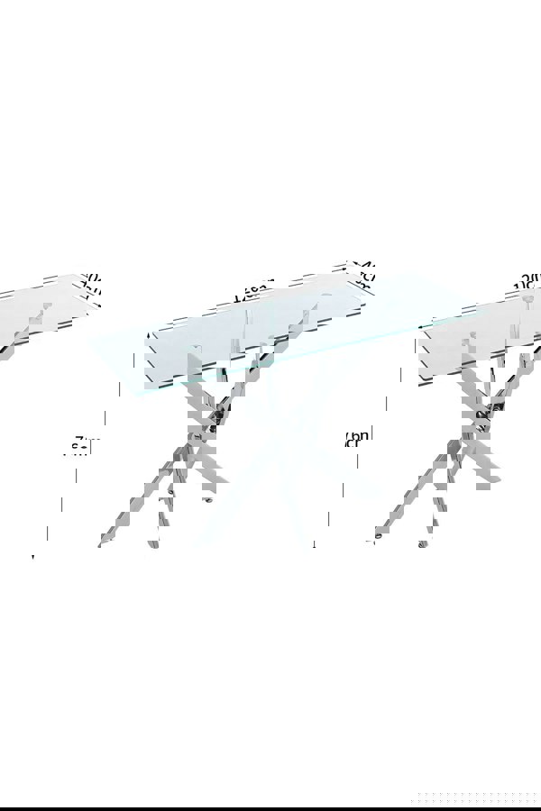 Living and Home 40cmD Stylish Tempered Glass Coffee Table Rectangular Dining Table with Chrome Cross Legs