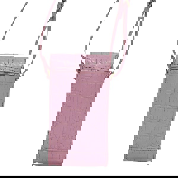 Assots London 'PETRA' Pink Croc Real Leather Mobile Phone Crossbody Bag